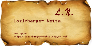 Lozinberger Netta névjegykártya